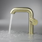 Deante Silia bateria umywalkowa stojąca złoty szczotkowany BQS_R24M