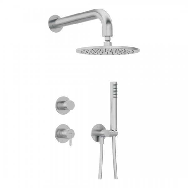 Deante Silia zestaw prysznicowy podtynkowy deszczownica 25 cm stal szczotkowana