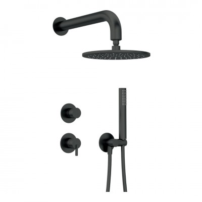 Deante Silia zestaw prysznicowy podtynkowy deszczownica 25 cm czarny mat NQS_N9YK