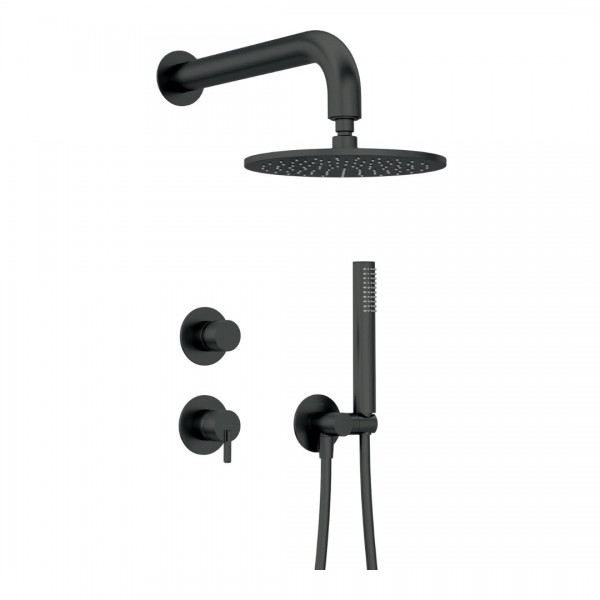 Deante Silia zestaw prysznicowy podtynkowy deszczownica 25 cm czarny mat NQS_N9YK