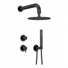 Deante Silia zestaw prysznicowy podtynkowy deszczownica 25 cm czarny mat NQS_N9YK