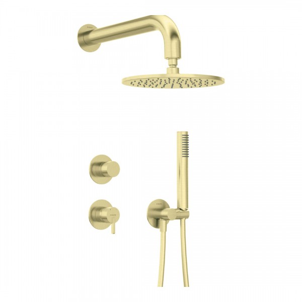 Deante Silia zestaw prysznicowy podtynkowy deszczownica 25 cm złoty szczotkowany NQS_R9YK