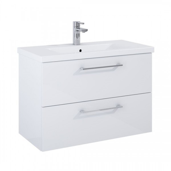 Elita Meble Roma Plus Compact zestaw łazienkowy 80 cm umywalka z szafką biały połysk 167497