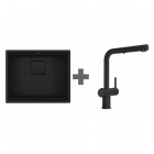 Franke Kanon KNG 110-52 zlewozmywak 56x46 cm Fragranit+ z baterią Active Twist czarny mat 125.0697.692