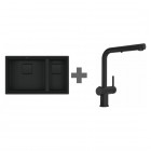 Franke Kanon KNG 120 zlewozmywak 76x46 cm Fragranit+ z baterią Active Twist czarny mat 125.0697.693