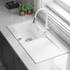 Deante Lukrecja bateria zlewozmywakowa z wyciąganą słuchawką chrom/biały BDH W720