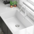 Deante Lukrecja bateria zlewozmywakowa z wyciąganą słuchawką chrom/biały BDH W720