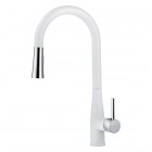 Deante Lukrecja bateria zlewozmywakowa z wyciąganą słuchawką chrom/biały BDH W720