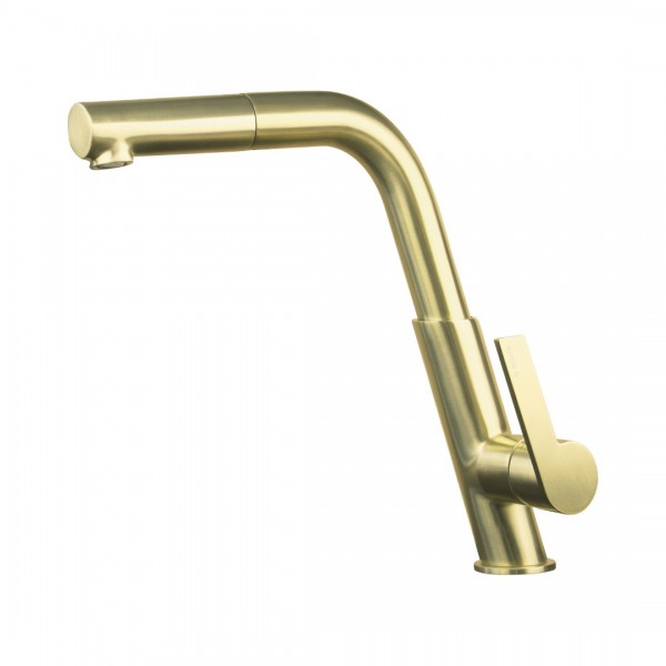 Deante Silia bateria kuchenna z wyciąganą wylewką złoto szczotkowane BQS_R73M