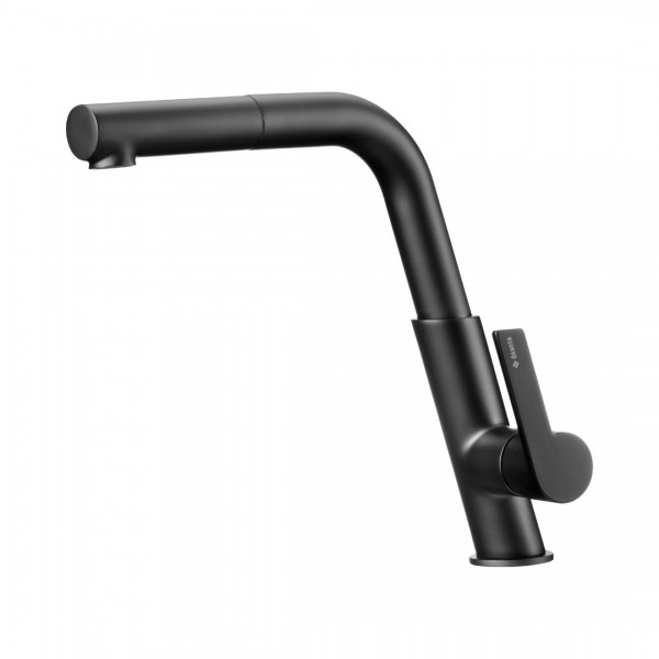 Deante Silia bateria zlewozmywakowa z wyciąganą wylewką czarna BQS_N73M