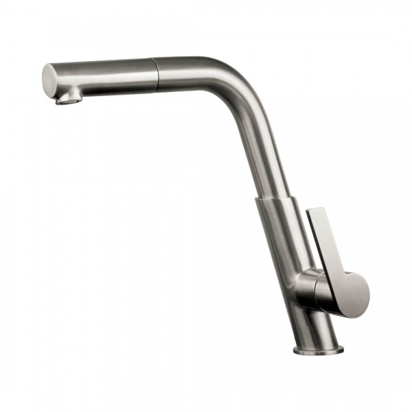 Deante Silia bateria kuchenna z wyciąganą wylewką stal szczotkowana BQS_F73M