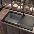 Deante Silia bateria zlewozmywakowa stal/czarny BQS B730