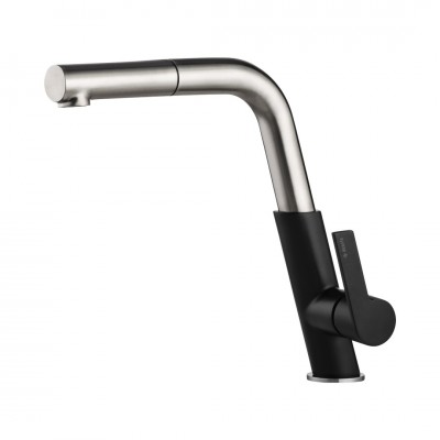 Deante Silia bateria zlewozmywakowa stal/czarny BQS B730