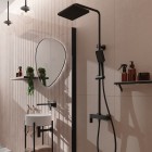 Deante Anemon zestaw prysznicowy ścienny z deszczownicą czarny mat NAC_N1BZ