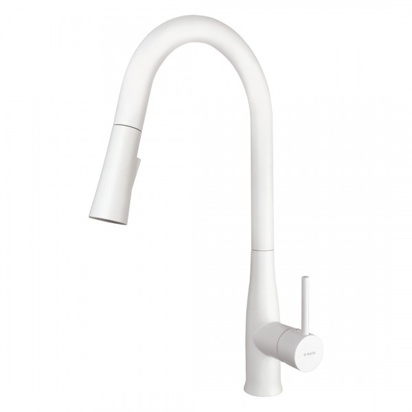 Deante Lukrecja bateria kuchenna z wyciąganą wylewką biała BDH_A72M