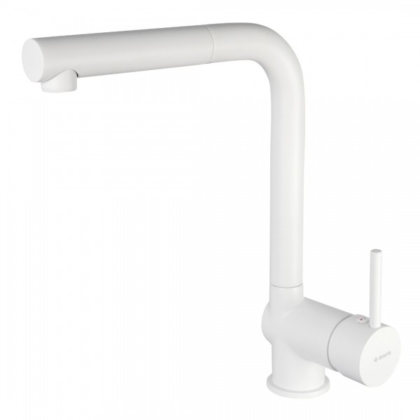 Deante Aster bateria kuchenna z wyciąganą wylewką biała BCA_A73M