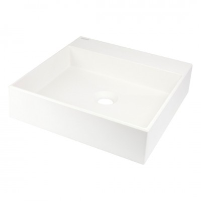Deante Correo umywalka nablatowa 40x40 cm kwadratowa alabaster CQR_AU4S