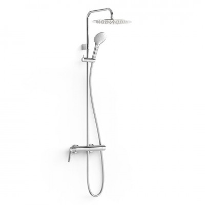 Tres Fuji zestaw prysznicowy ścienny z deszczownicą okrągłą chrom 28119101
