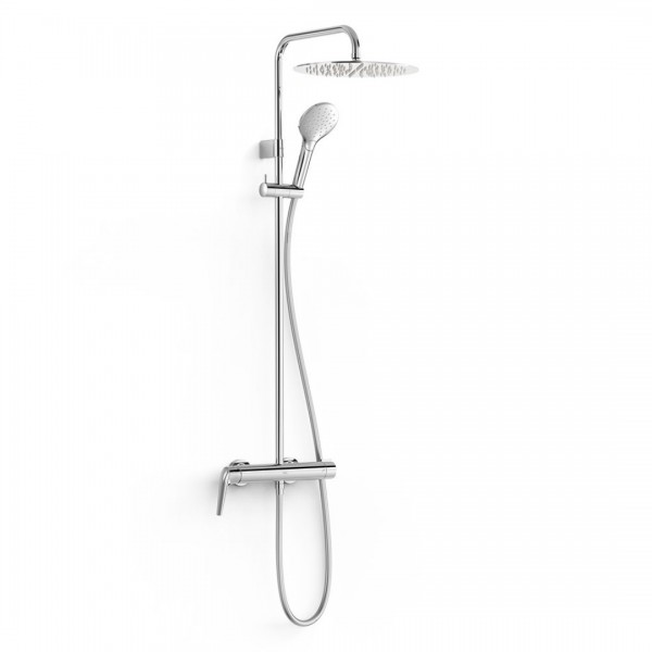 Tres Fuji zestaw prysznicowy ścienny z deszczownicą okrągłą chrom 28119101
