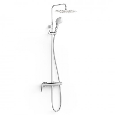 Tres Fuji zestaw prysznicowy ścienny z deszczownicą okrągłą chrom 28119701