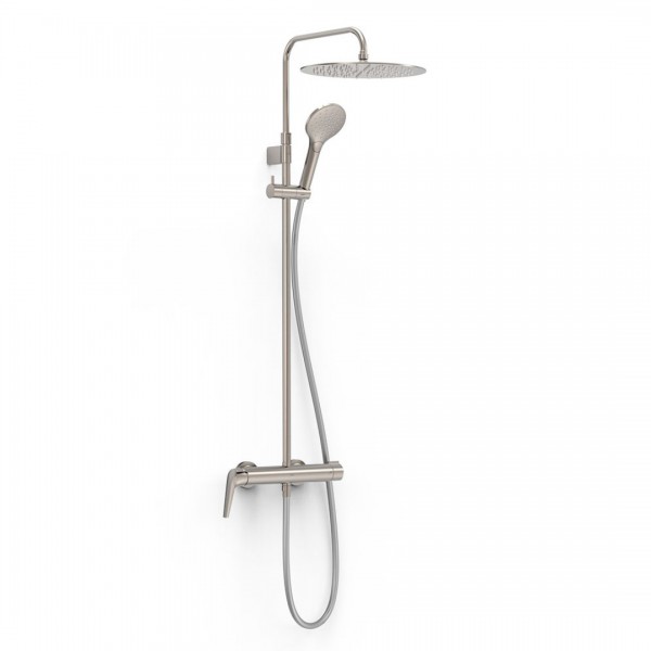Tres Fuji zestaw prysznicowy ścienny z deszczownicą okrągłą stal 28119701AC