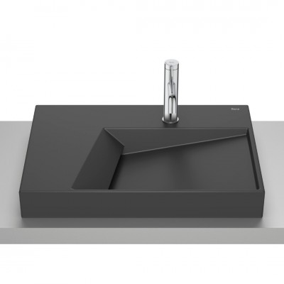 Roca Horizon umywalka 60x42 cm prostokątna nablatowa czarny mat A32727608B