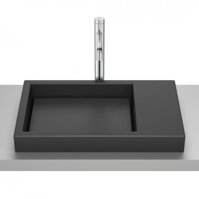 Roca Horizon umywalka 60x38 cm prostokątna wpuszczana w blat czarny mat A32727508B