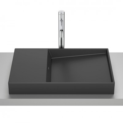 Roca Horizon umywalka 60x38 cm prostokątna wpuszczana w blat czarny mat A32727908B