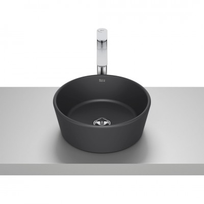 Roca Optica umywalka okrągła 35 cm nablatowa czarny mat A327B15080