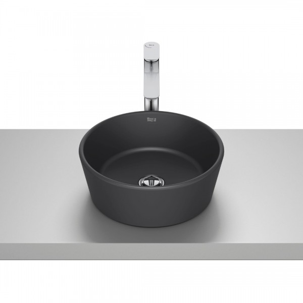 Roca Optica umywalka okrągła 35 cm nablatowa czarny mat A327B15080
