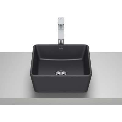 Roca Optica umywalka 35x35 cm kwadratowa nablatowa czarny mat A327B12080
