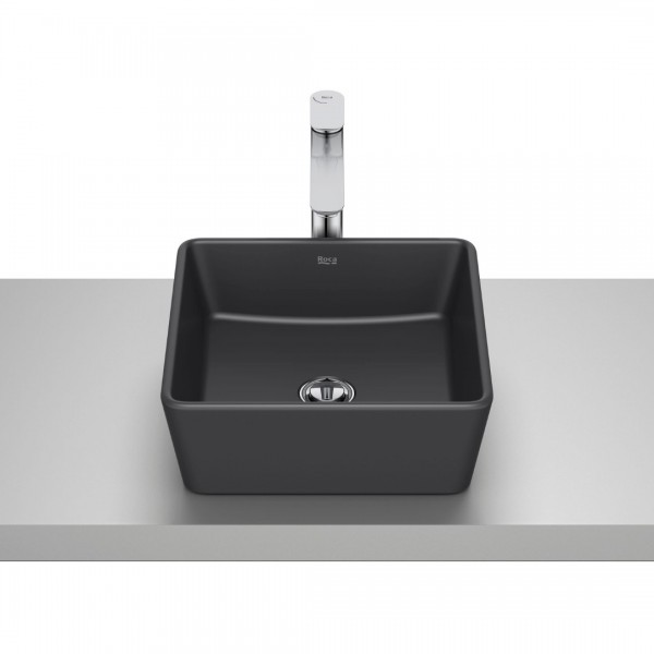 Roca Optica umywalka 35x35 cm kwadratowa nablatowa czarny mat A327B12080