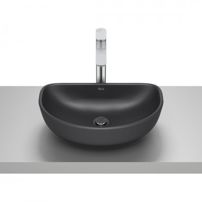 Roca Optica umywalka 45x30 cm półokrągła nablatowa czarny mat A327C10080