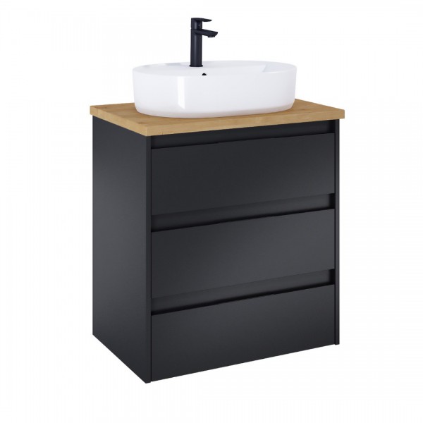 Roca Alpine szafka podumywalkowa 70 cm z blatem czarny mat A852044532
