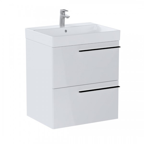 Roca Ella Unik zestaw łazienkowy 60 cm umywalka z szafką biały połysk A851910806