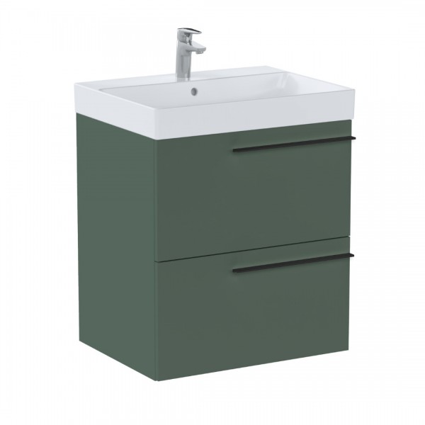 Roca Ella Unik zestaw łazienkowy 60 cm umywalka z szafką zielony mat A851910534