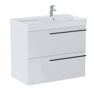 Roca Ella Unik zestaw łazienkowy 80 cm umywalka prawa z szafką biały połysk A851913806