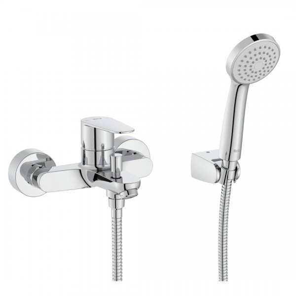 Roca Victoria Plus bateria wannowa z zestawem natryskowym ścienna chrom A5A014FC00