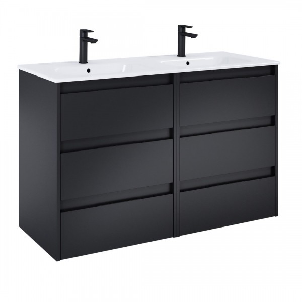 Roca Alpine zestaw łazienkowy 120 cm umywalka z szafką czarny mat A852032532