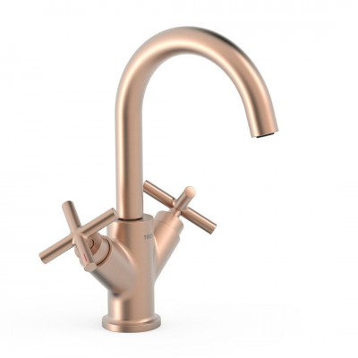 Tres Mont Blanc bateria umywalkowa stojąca złoto różowe mat 28310301OPM