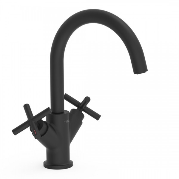 Tres Mont Blanc bateria umywalkowa stojąca czarny mat 28320301NM