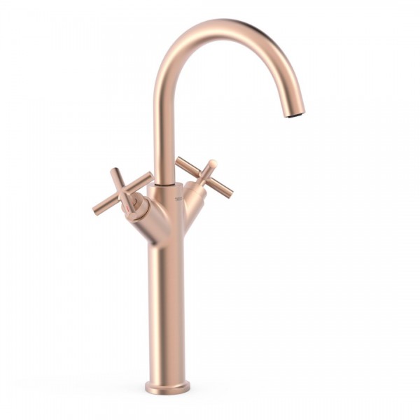 Tres Mont Blanc bateria umywalkowa wysoka stojąca złoto różowe mat 28380301OPM