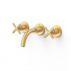 Tres Mont Blanc bateria umywalkowa podtynkowa wylewka 14,8 cm złoty mat 28330001OM