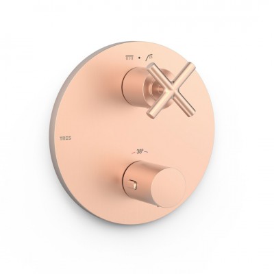 Tres Mont Blanc bateria wannowo-prysznicowa podtynkowa termostatyczna złoto różowe mat 28325001OPM