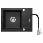 Deante Zorba zlewozmywak granitowy 58x44 cm obracalny z baterią stojącą grafit ZQZC211A