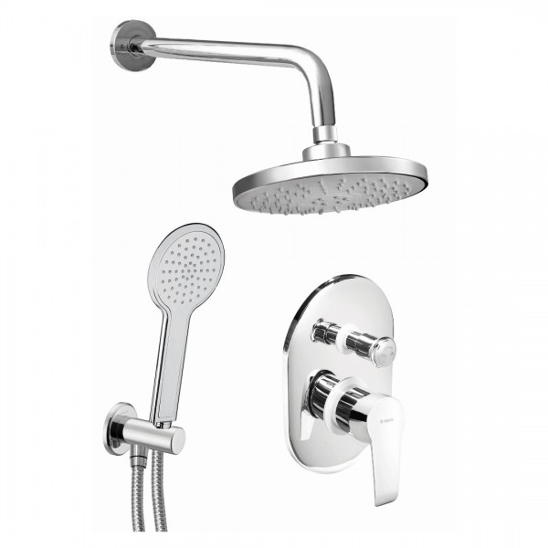 Deante Corio zestaw prysznicowy podtynkowy deszczownica 20 cm chrom BFCA044P