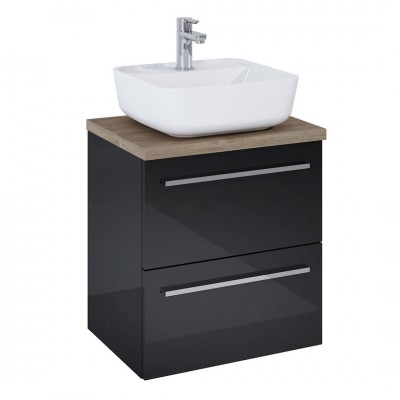 Elita Meble Kwadro Plus Black Mat zestaw szafka z umywalką 50 cm + blat 168444