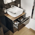 Elita Meble Kwadro Plus Black Mat zestaw szafka z umywalką 50 cm + blat 168444