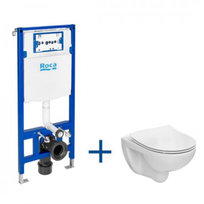 Roca Victoria zestaw podtynkowy + miska WC Rimless z deską slim wolnoopadającą A893104390