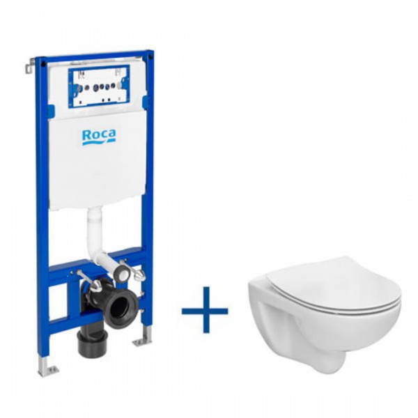 Roca Victoria zestaw podtynkowy + miska WC Rimless z deską slim wolnoopadającą A893104390
